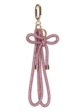 Victoria’s Secret Pink & Gold Rhinestone Bow Wristlet Keychain Bag Charm Strap